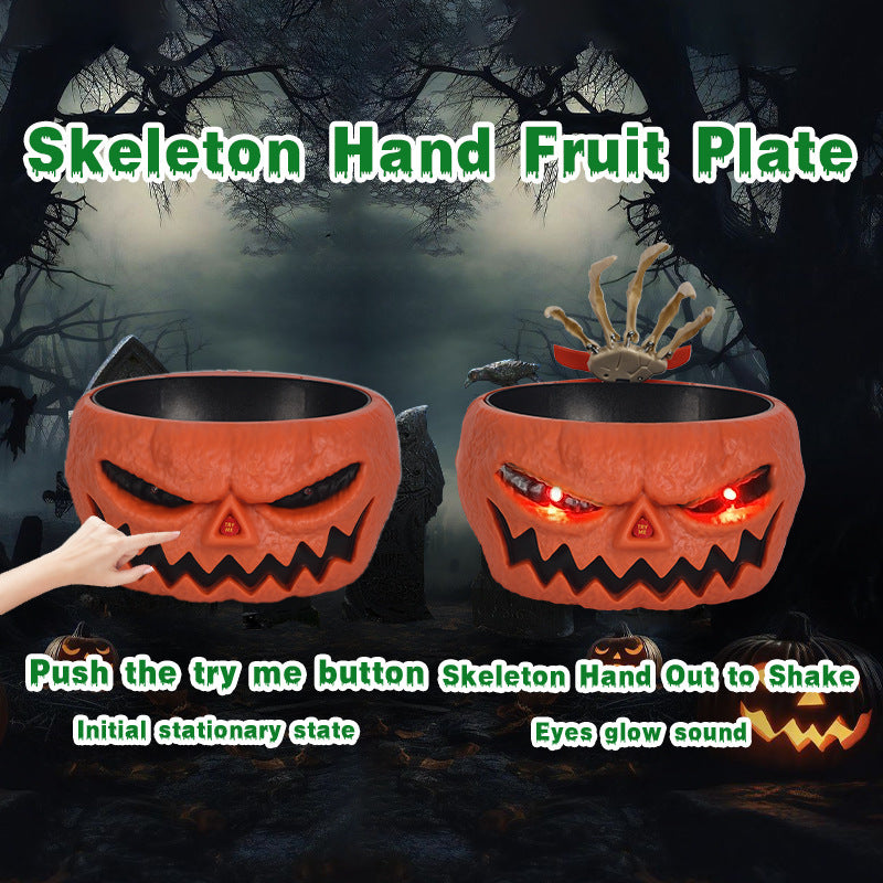 Halloween Candy Bowl | Plastic Pumpkin Bowl With Motion Activated Hand |Halloween Pumpkins Bowl For Trick-or-Treaters Party