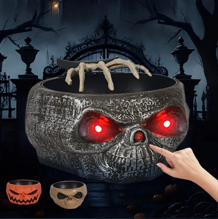 Halloween Candy Bowl | Plastic Pumpkin Bowl With Motion Activated Hand |Halloween Pumpkins Bowl For Trick-or-Treaters Party