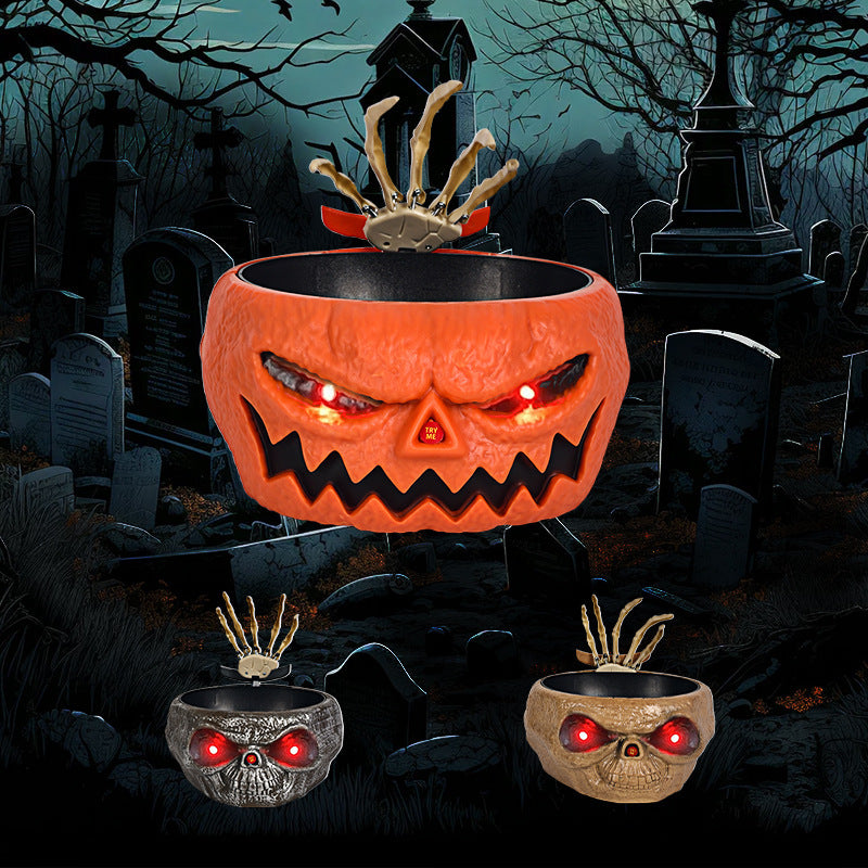 Halloween Candy Bowl | Plastic Pumpkin Bowl With Motion Activated Hand |Halloween Pumpkins Bowl For Trick-or-Treaters Party