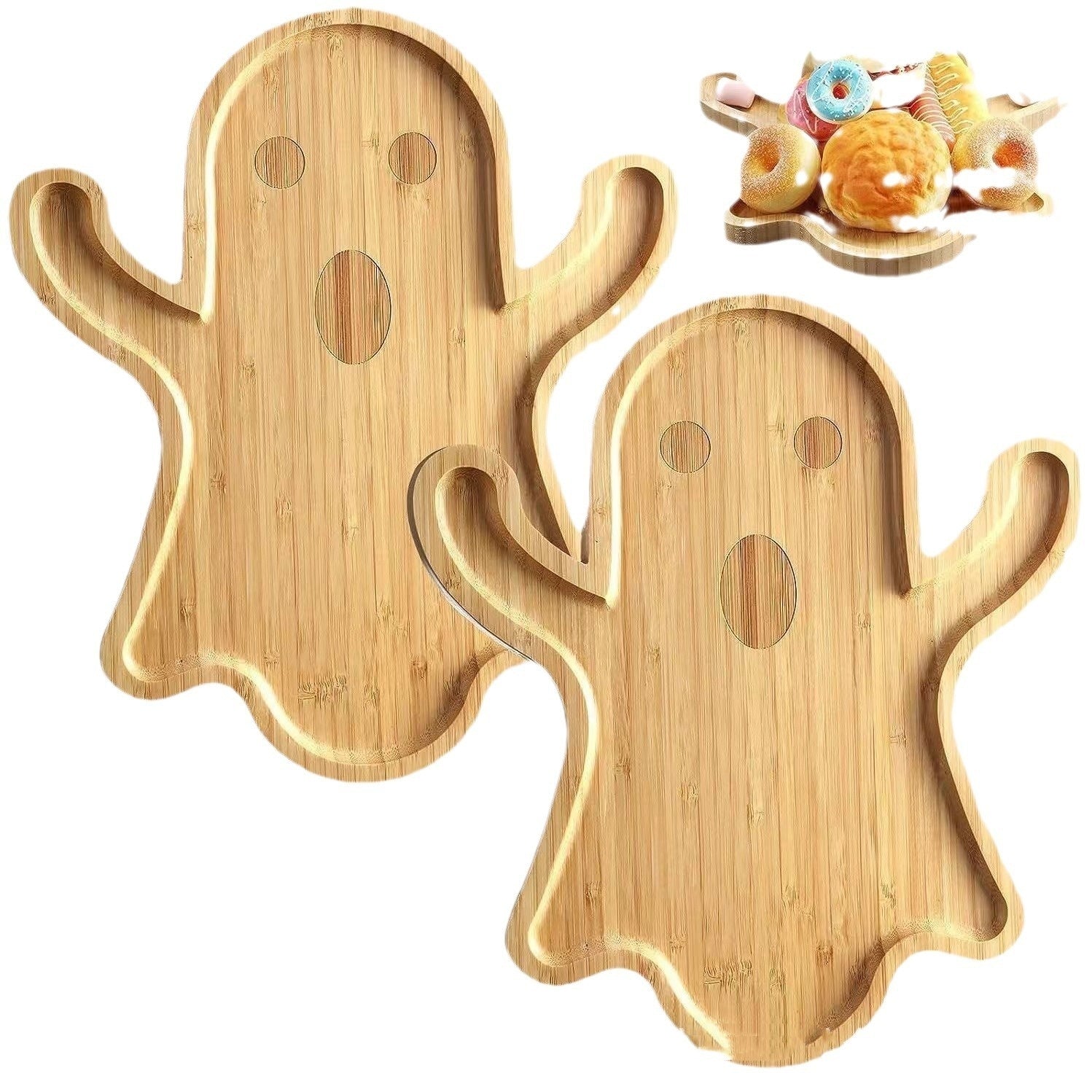 Halloween Ghost Wood Pan Plates| Bamboo Wood | Cheese Platter Tray For Candy Cookie